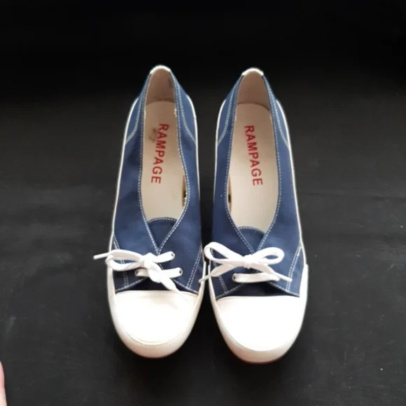 Vintage rampage denim sneaker kitten heel shoes sandal 90s y2k womens 8 - Picture 2 of 11